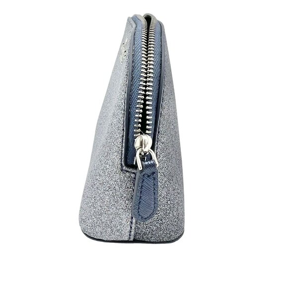 Kate Spade Small Glitter Makeup Travel Bag in Dusk Nicaragua  Kate Spade Glitter Silver Cosmetic Bag With Zip Closure & Navy Accents
